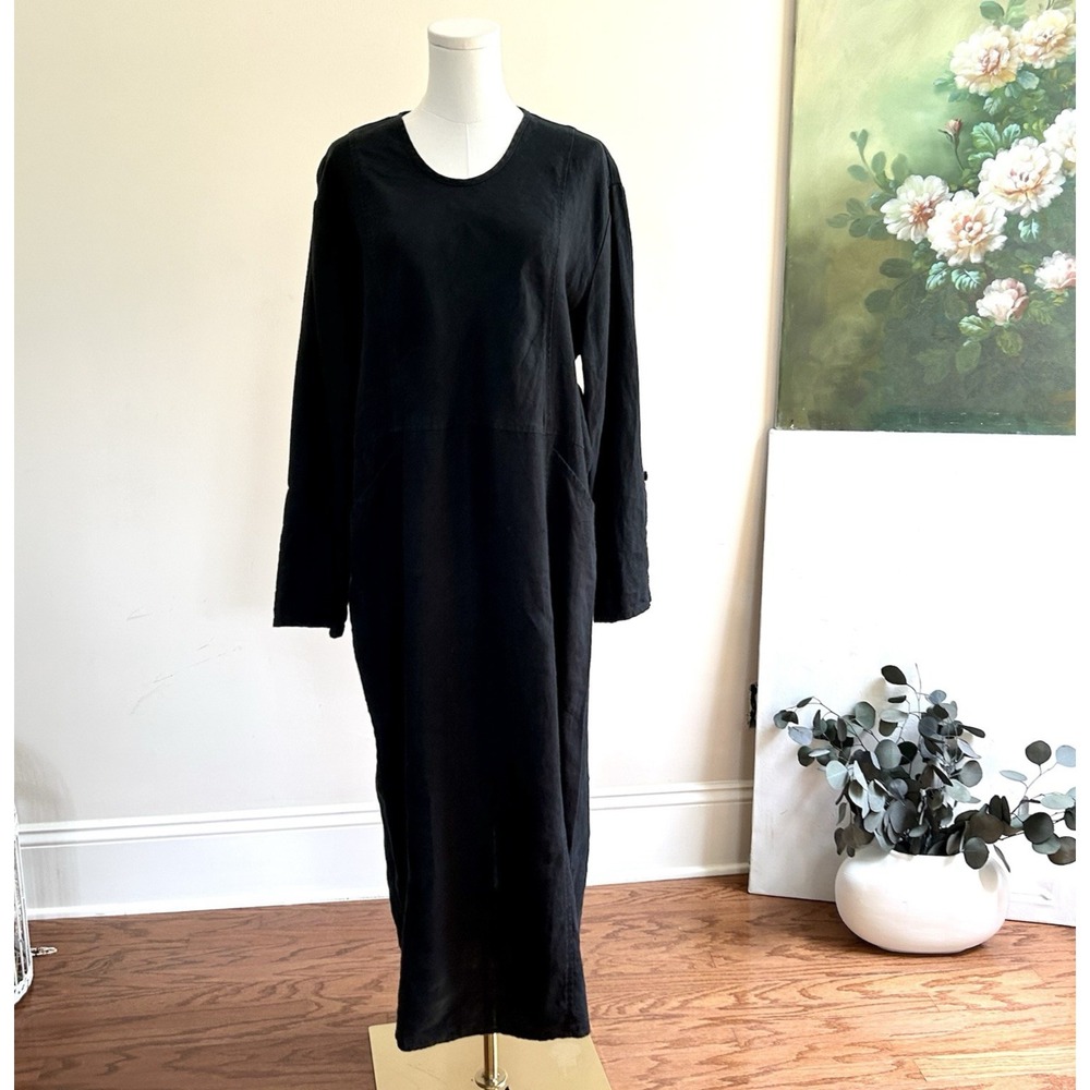 Flax Linen Maxi Dress Womens S Minimalist Lagenlook Artsy Quiet Luxury Travel